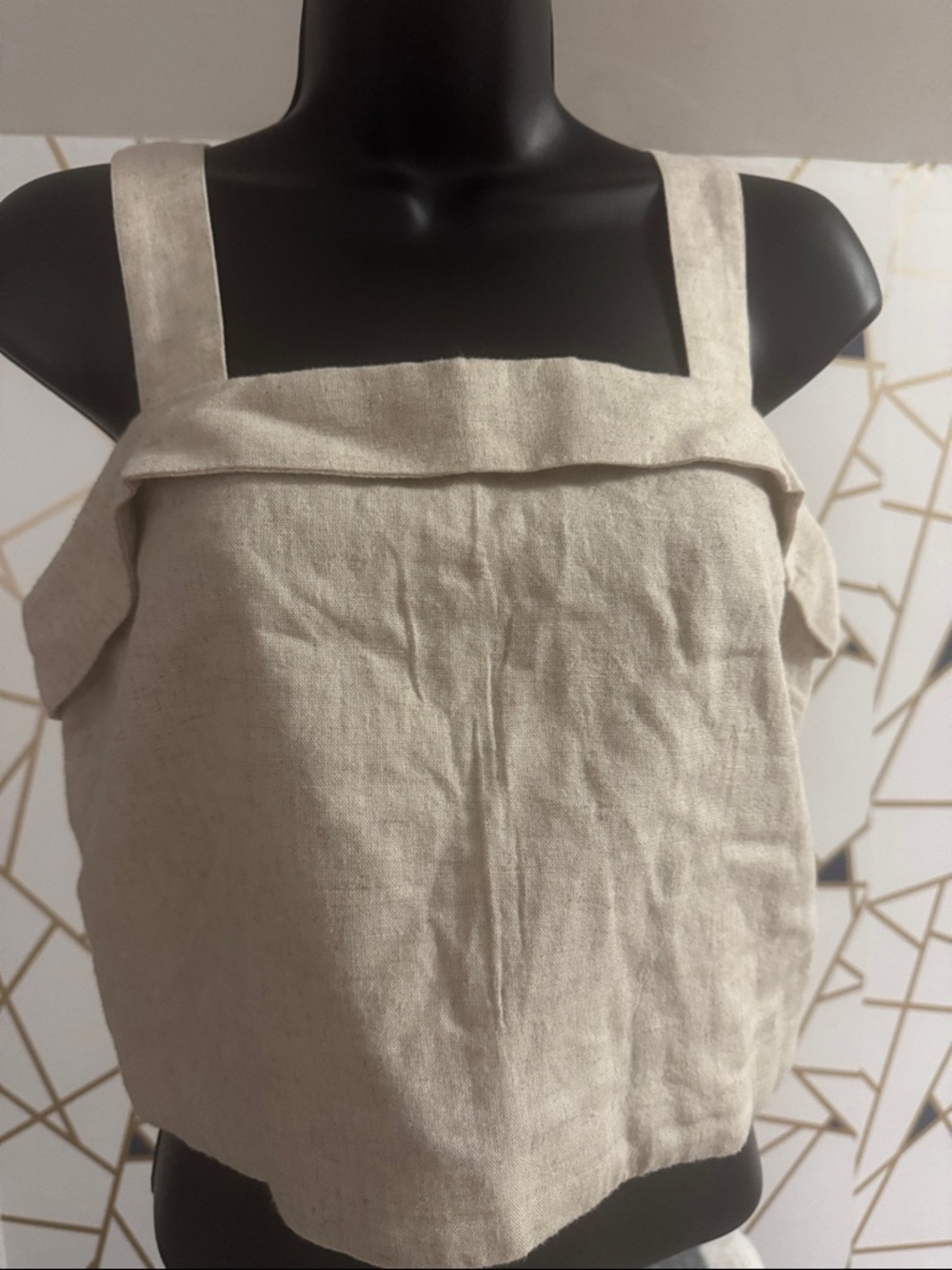 American Eagle Cream Linen-Blend Tank Top